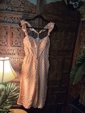 Peach Printed Romper with Ruffled Straps